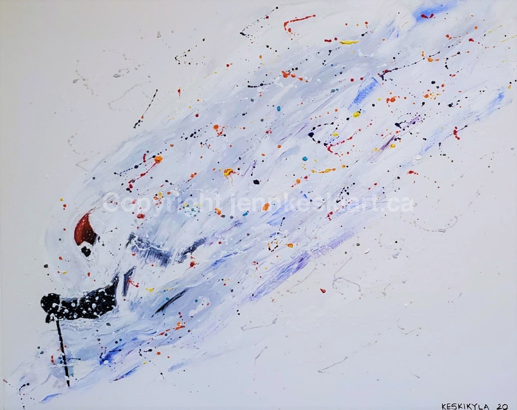 Colourful Pow-Der Skier - Large 24 X 30 Painting