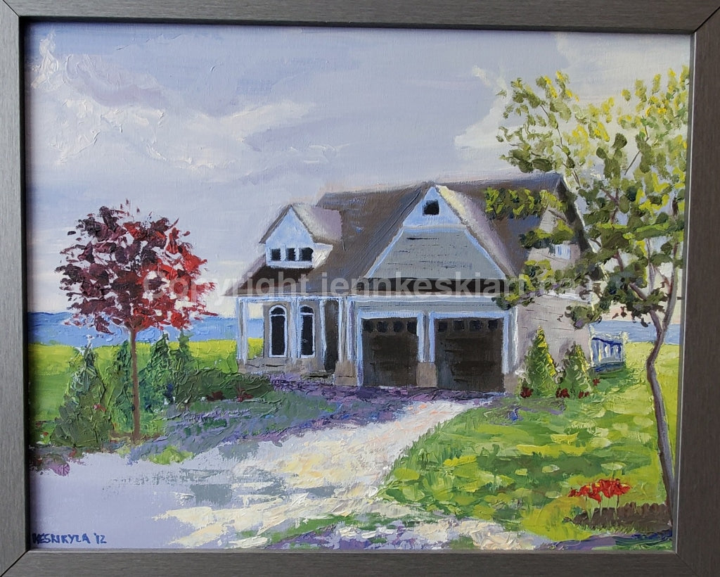 Cottage By The Lake Painting