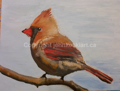 Whimsical Cardinal Painting