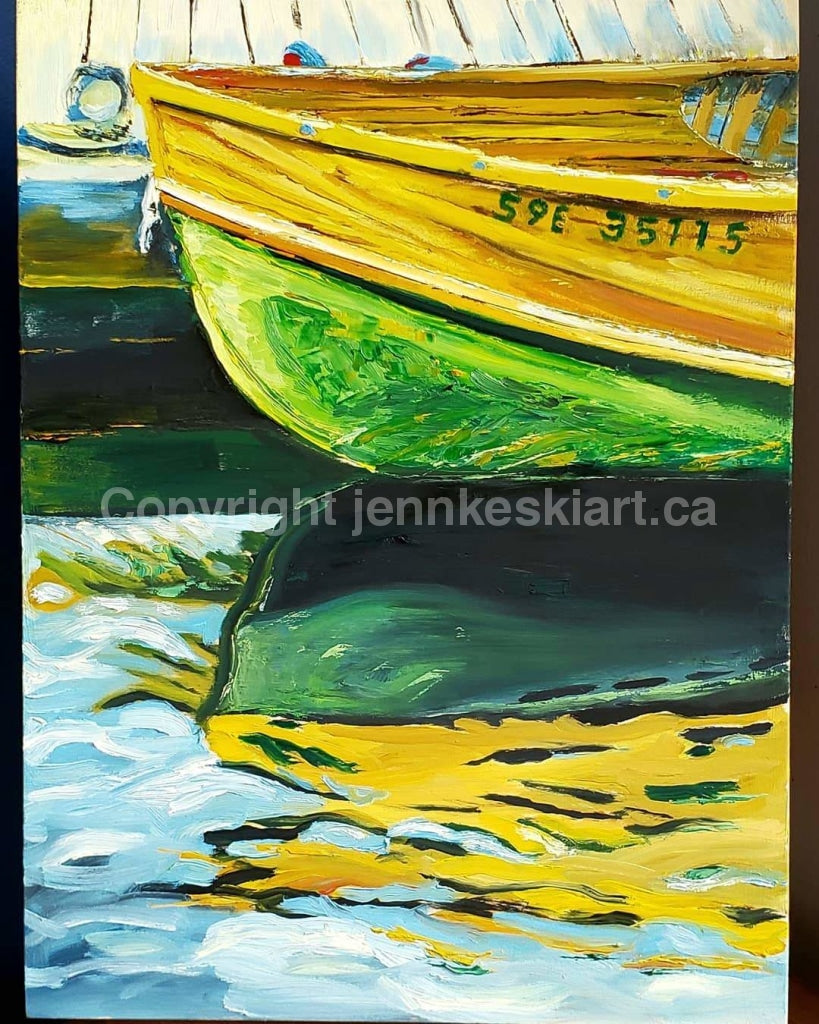 August At Smoke Lake Landing Painting
